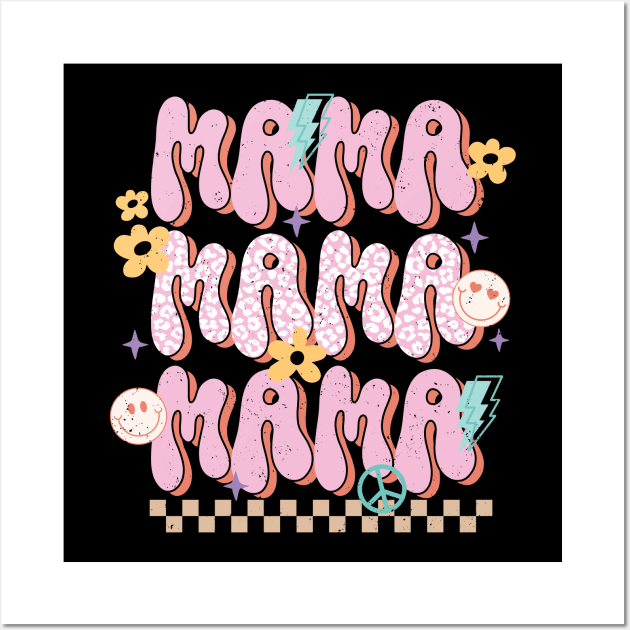 Mama groovy retro distressed design Wall Art by BAB